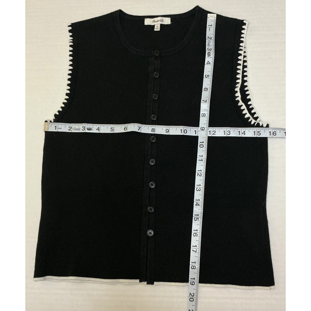 Madewell Blanket Stitch Knit Crewneck ButtonUp Sweater Tank Quiet Luxury Minimal - Picture 3 of 7
